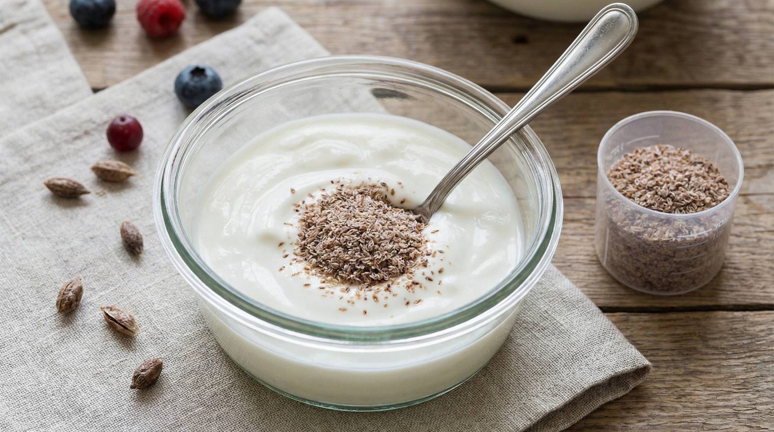 wieviel flohsamenschalen in joghurt